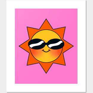 Retro Cool Happy Sun Vintage 70s Posters and Art